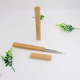 Storage Bottles 100pcs Bamboo Drinking Straw Box Chopsticks Toothpick Srotage Case Protable Barbecue Kitchen Boxs