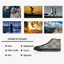 GAI GAI GAI Men Custom Shoes Designer Canvas Women Sneakers Hand Painted Fashion High Cut Blue Trainer