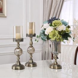 Candle Holders American Style Romantic Alloy Weddings Dining Table Kitchen Portacandele Home Decor EH60CH