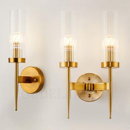 Wall Lamp 12W LED Candlestick Europe Golden Metal Glass Decor El Bedroom Light Aisle Porch Corridor Sconce