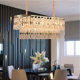 Chandeliers Design Crystal Chandelier Decorates The Living Room Luxury Rectangular Island Golden LED Lighting For