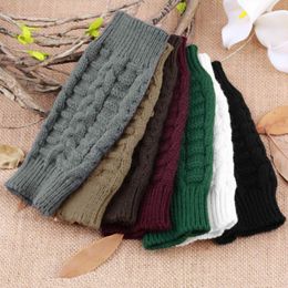 Half Finger Gloves for Women Winter Soft Warm Wool Knitting Arm Gloves Soft Warm Mittens Handschoenen Unisex RRC500