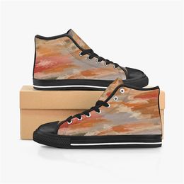 GAI GAI GAI Mens Custom Shoes Designer Canvas Women Sneakers Hand Painted Red Fashion Mid Cut Trainer