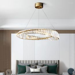 Chandeliers Postmodern Light Luxury Living Room Chandelier Round Crystal Ring Design Bedroom Dining Circle