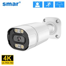 IP Cameras Smar High Quality Metal Bullet 4K 8MP Outdoor Full Color Vision Ai Face Detection Audio Video Surveillance 221117