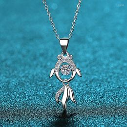 Chains Passed The Diamond Test Perfect Cut Moissanite Mermaid Pendant 0.3CT Necklace 925 Sterling Silver Women Jewellery