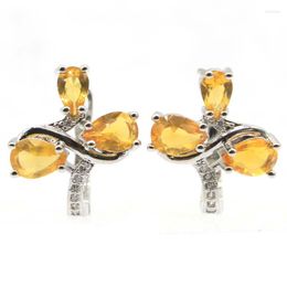 Dangle Earrings 19x16mm Highly Recommend Golden Citrine Pink Tourmaline White CZ Woman's Gift Silver