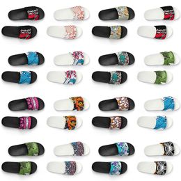 Slippers Women Artoon Men Sapatos personalizados Design de animais Diy Palavra preta Branca azul treinador de mensagens vermelhas 250 855 wo s s