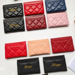 2022Ss F/W Classic Mini Flap Tiny Card Holder Bags Caviar Calfskin/Lambskin Genuine Leather Luxury Designer Womens Wallet With Box7.5x11.2x0.5 cm