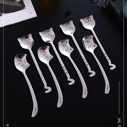 Stainless Steel Coffee Spoons Cute Cat Printed Stirring Spoon for Kitchen Dessert Mixing Tea Strong Cereal