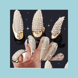 Ringos de cluster Cristal strass strô de unhas falsas aglomerados de unhas douradas palha preta gato gato anéis