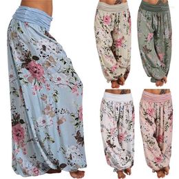 Women's Pants Women's & Capris Women Bohemian Floral Print Long 2022 Mid Waist Vintage Harem Elastic Boho Beach Trousers Plus Size 5XL