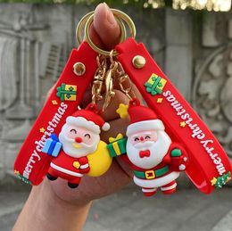 Party Favour New Christmas Series Soft Rubber Christmas Keychain Cartoon Santa Claus Key chain Bag Pendant Small Gifts SN2447