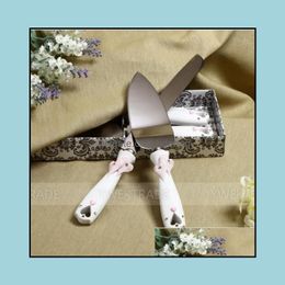 Other Festive Party Supplies Fashion Wedding Cake Knife Set Creative Cut Cakes Gift With Box Elegant Stainless Steel Souvenir Drop Dheyt