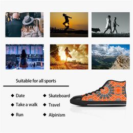 Scarpe da uomo Stitch Sneakers personalizzate Canvas Moda donna Nero Arancione Taglio medio Traspirante Walking Jogging Color30