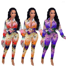 Women's Two Piece Pants Fall Women Paisley 2 Set Outfits Elegant INS Blouses Shirt Tops And Legging Matching Vintage Tracksuit