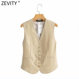 Women's Vests Zevity Women Fashion Single Breasted Sleeveless Slim Vest Jacket Ladies Business Casual WaistCoat Chic Poplular Tops CT707 221117