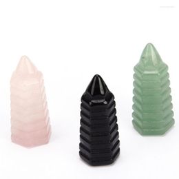 Pendant Necklaces Whoelsale 10 Pcs Tower Shape Black Obsidian Stone For Gift Green Aventurine Classic Style Jewelry