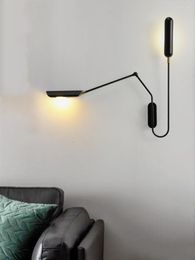 Wall Lamp Modern Black Retro Industrial Style Bedroom Light Restaurant Long Arm Nordic Sconces Living Room Led