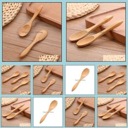 Spoons 10Cm Mini Bamboo Spoon Dessert Ice Cream Honey Spoons Baby Drop Delivery Home Garden Kitchen Dining Bar Flatware Dhnzj