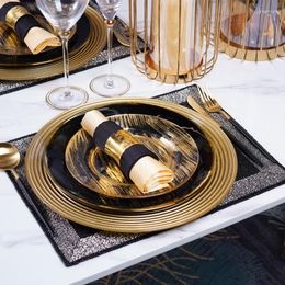 Dinnerware Sets Birthday Dinning Black Plate Set Luxury Modern Dinner Salad Plates Glass Breakfast Aparelho De Jantar Serving Dishes DL60CJ