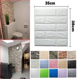 Wall Stickers Decorative 3D Self adhesive paper Foam Panels Home Decor Living Room Bedroom House Decoration Bathroom Sticker 221116