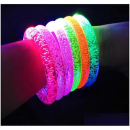 Party Favor Led Glow Sticks Bracelet Anklet Light Up Party Favors Flashing Bubble Clear Bangle Birthday Carnival Wedding Atmosphere Dhxes