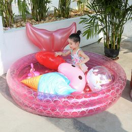 Inflatable Floats tubes Mermaid Round Swimming Pool Kids Floating Air Cushion 90 120 150cm Baby Toy 221114