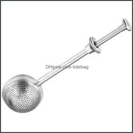 Coffee Tea Tools Stainless Steel Telescopic Tea Ball Press Type Strainer Loose Leaf Seasoning Infuser Philtre Drop Delivery Home Ga Dhi7C