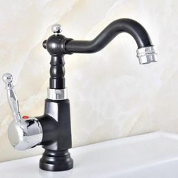 Kitchen Faucets Black Oil Rubbed Bronze Polished Chrome Brass Wet Bar Bathroom Sink Faucet Swivel Spout Mixer Tap Single Hole Mnf487