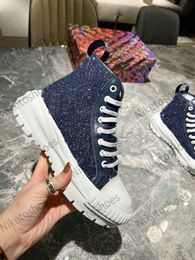 SQUAD SNEAKER BOOT Women High Top Circle Shoes Monograms Denim Navy Blue Pink black cotton canvas BOOMBOX Elevated rubber outsole Platfo