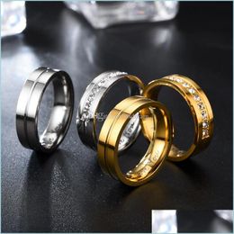 Cluster Rings I Love You Diamond Ring Band Groove Engagement Rings For Women Men Wedding Jewellery Drop Delivery Dhwyw