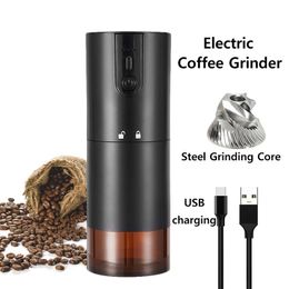 Capsule Coffee Machine USB Charging Electric Coffee Grinder Portable Stainless Steel Grinding Core Cafe Mill With Double Bearing Positioning for Home 221117