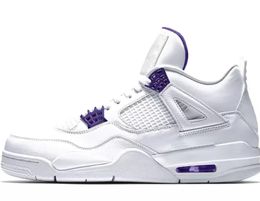 lightning 4s Basketball Shoes Jumpman 4 Roller Shoes white purple Men Size 6 6.5 7 7.5 8 8.5 9 9.5 10 10.5 11 11.5 12 12.5 13 13.5