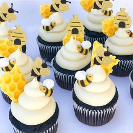 Party Decoration HoneyBee Cake Toppers Honeycomb Paper Bee Confetti For Theme Supplies