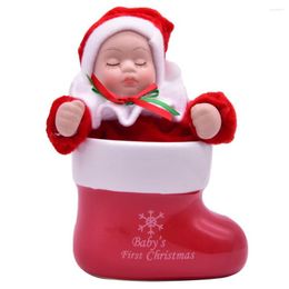 Decorative Figurines Red Ceramics Christmas Stocking Musical Box Moving Baby Xmas Music For Kids Birthday Gift Play We Wish You A Merry