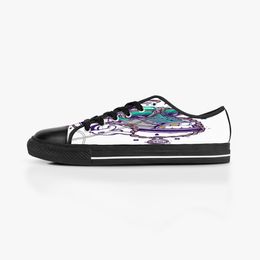 Мужчины Женщины DIY Custom Shoes Low Top Canvas Skateboard Triple Black Customization UV Print