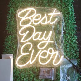 Best Day Ever LED Neon Sign Lights for Cold Wall Decor Bedroom Home Decoration Warm White Lighting Mysterious Gift for livingroom Decorations custom