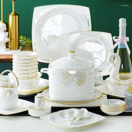 Plates Chinese Vintage Dinning Luxury Ceramic Round Porcelain Creative Fashion Vajilla Kitchen Tableware EI60TZ