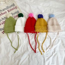 Южная Корея Детская шляпа осень и зимняя сплошная шерстяная шерстя