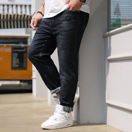 Men's Jeans 71%Cotton Thick Oversize Black Men's Autumn Trousers Loose Style Winter Pants 146cm Hips Big Size Fat Man Denim 8805
