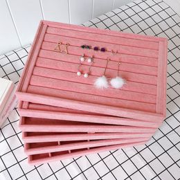 Pen Pink Velvet Pendientes Caja de almacenamiento Exhibici￳n de joyas Soporte de joyer￭a Anillo de joyer￭a Organizador de la bandeja del estuche 6261 Q2