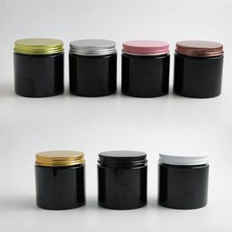 24 x 200g Black Cosmetic Cream Conteners Cream Jars 200cc 200 ml pour les bouteilles en plastique Cosmetics Emballage avec les couvercles m￩talliques221i