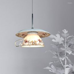 Pendant Lamps Ceramic Cup Cafe Light Modern Chinese Led Hanging Lamp Kitchen Bedroom Fixtures Bar Loft Industrial Home Decor