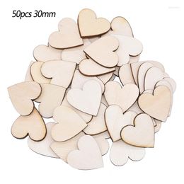 Party Decoration 50-200Pcs Unfinished Wooden Hearts Blank Wood Slices Heart Love DIY Crafts Natural Supplies Wedding Table Centrepieces