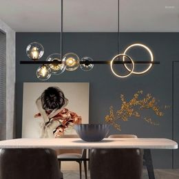 Chandeliers Nordic Minimalist Restaurant Lamp Creative Bar Magic Bean Glass Bubble Chandelier