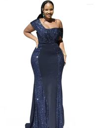 Ethnic Clothing Luxury Sequin Wedding Party Maxi Dresses Elegant Ladies Evening Gowns Dashiki African Long Robe One Shoulder Women Dress