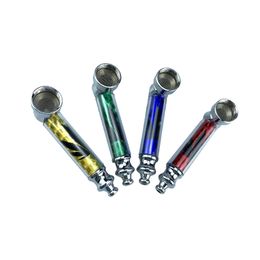 Metal Smoking Pipes Detachable Cleaning Portable Pocket Hand Pipe With Screen Mesh Pad Multi Colors