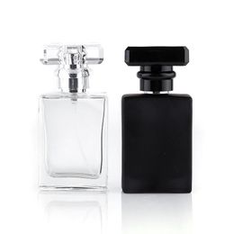 30ml Clear Black Portable Glass Perfume Spray Bottles Empty Cosmetic Containers With Atomizer LX6402