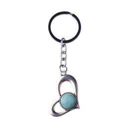 Natura Gemstone Love Alloy Pendant Key Chain Amethyst Green Aventurine Powder Crystal Valentine's Day Gift for Women